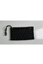 Black Glittery Hand Knitted Paper String Women's Clutch Bag - 2