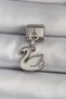 316L Steel Silver Color Dangle White Swan Model Nomination Charm
