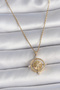 316L Steel Gold Color Chain Zircon Stone Compass Model Women's Necklace
