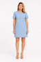 Women's Plus Size Blue, Hidden Zipper Closure, Short Sleeve, Slim Denim Dress 65N39591 - 7