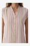Women Sweet Day Striped Short Sleeve Shorts Multicolour Set - 3