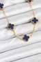 316L Steel Chain Gold Color Navy Blue Clover Women's Necklace