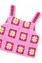 Girl's Pink Floral Motif Crochet Crop Blouse 2-10 Years Old Pink - 3