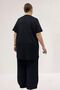 68509 Large Size Front Printed Ribbed Thin Modal T-Shirt - Black - 6