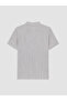Vizyon New Season Black Judge Collar Striped Men's T-Shirt - 6