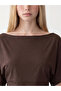 Xside Brown Boat Neck Women's T-Shirt - 3