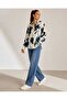 Women's Patterned Cotton Satin Shirt Oversize Comfortable Fit Buttoned - 5