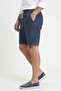 Men's Navy Blue Muslin Linen Shorts 100% Cotton Full-Fit with Back Pockets - 2