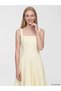 Peak New Season Yellow Square-Necked Waist-Fitted Poplin Dress - 2