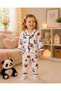 100% Cotton Long Sleeve Buttoned Seasonal Cute Panda Patterned Soft Textured Bottom Top Girls Boys Unisex Baby Pajama Set