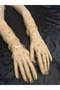 Sabrına Plus Patterned Sparkling Short Gloves in Nude Color - 4