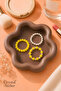 3-Piece Yellow Pearl Beaded Elastic Women's Ring Set Flexible Colorful Ring - 8