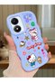 Vivo Y02S Compatible Case Camera Protector Blue Silicone Couple Phone Case Kitty Pattern