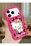 iPhone 17/18 Pro Max Compatible Case with Camera Protector Red Silicone Couple Phone Case Kitty Pattern