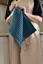 Waffle Hand and Face Towel Set of 2 50X70 cm 100% Cotton Quick Drying Indigo Blue - 2