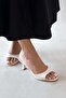 Best Women's Heeled Leather Sandals Beige - 2