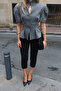 Pleated Waist Short-Sleeved Jacket - 2