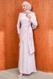 Lilac Waist Detailed Stoned Evening Dress - 4