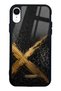 iPhone Xr Golden Leopard X Design Glossy Phone Case