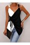Women's Strappy Double-Breasted Collared Side-Tie Double-Color Viscose Blouse - 4