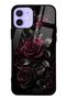 iPhone 12 Obsidian Burgundy Roses Design Glossy Phone Case