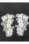 White Floral Detailed Embroidery Guipure Applique Decorative Strip - 5