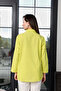 Women's Lime Green Long Sleeve Shirt – Casual Fit Basic Shirt with Folded Sleeves and Buttons - - 7