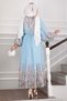 Floral Pattern Half Button Dress Baby Blue - 5