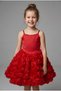 Red Rose Detailed Corset Balloon Skirt Girls Evening Dress