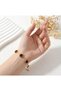 Burgundy Gold Plated 4 Leaf Flower Bracelet Women's Elegant Bracelet Gift Steel Jewelry - 4