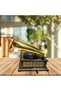 Antique & Vintage Gramophone with Dual Brass Speakers Natural Wood Finish(W:17''L:19''H:20'') - 2
