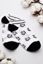 Set of 6 Black-White Figured Women's Socks - Soft Cotton - 2