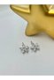 Baget Stone Flower Earrings (Brass Plated) Silver - 2