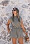 Khaki Modal Elastic Backless Jumpsuit