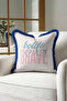 Typographic Motto Stylish Fringed Pillowcase - Text Bohemian Ecru Blue Navy Blue Tasseled Throw Pillow Cover - 6