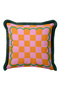 Plaid Geometric Retro Fringed Pillowcase-Wavy Boho Pink Orange Black Tassel Throw Pillow Cover - 2