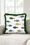 Sea-Themed Fish Fringed Pillowcase - Bohemian Blue Green Gray Tassel Throw Pillow Cover with Marine Figures - 3