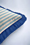 Striped Les Beaux Jours Fringe Pillowcase - Marine Retro Blue Navy Tassel Throw Pillow Cover - 8