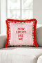 Romantic How Lucky Are We Fringed Pillowcase - Striped Love Red Burgundy Tassel Throw Pillow Cover - 4