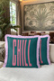 Smile Written Fringed Pillowcase - Pop Art Youth Retro Petrol Pink Cream Tassel Throw Pillow Cover - 7