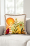 Tropical Floral Sunset Fringed Pillowcase - Botanical Ethnic Green Mink Tassel Throw Pillow Cover - 5