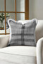 Plaid Silver Stylish Fringed Pillowcase - Abstract Geometric Scandinavian Grey Cream Tufted Throw Pillow Cover - 5