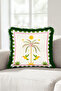 Tropical Palm Bird Exotic Fringe Pillowcase - Paradise Garden Green Tassel Throw Pillow Cover