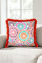 Boho Ethnic Mandala Motif Fringed Pillowcase - Colorful Retro Burgundy Tassel Throw Pillow Cover - 3
