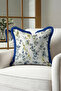 Botanical Leaf Fringe Pillowcase - Watercolor Floral Blue Green Navy Blue Tassel Throw Pillow Cover - 2