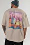 Prague Czech Beige Oversize Country City Back Printed Unisex T-Shirt 100% Cotton Premium - 5