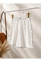 Ecru Lined Shorts with Embroidery Detail on the Sides, Summer Casual - 3