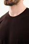 Plain Slim Fit Embroidered Sleeve Crew Neck Men's T-Shirt Brown - 36872.26Y - 2
