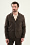 Straight Slim Fit Lapel Collar Pocket 100% Linen Men's Trenchcoat Brown - 21339.26Y