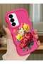 Samsung Galaxy A56 Compatible Case Camera Protector Red Silicone Couple Phone Case Floral Pattern
